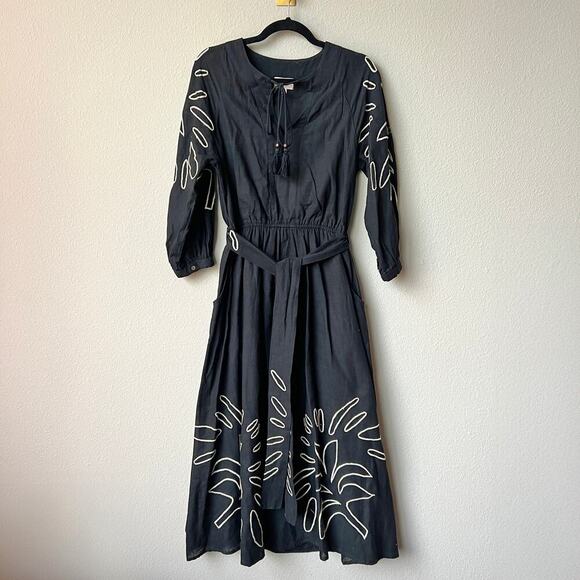Ciebon 'Eliza' Black Embroidered A-Line Dress Size S - Picture 2 of 7